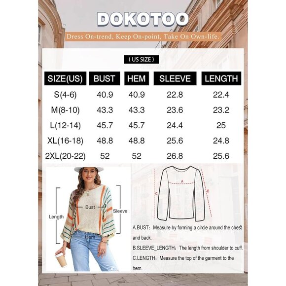 Women's 2024 Fall Casual Block Striped Comfy Cable Knit Trendy Pullover Sweaters - Picture 6 of 6